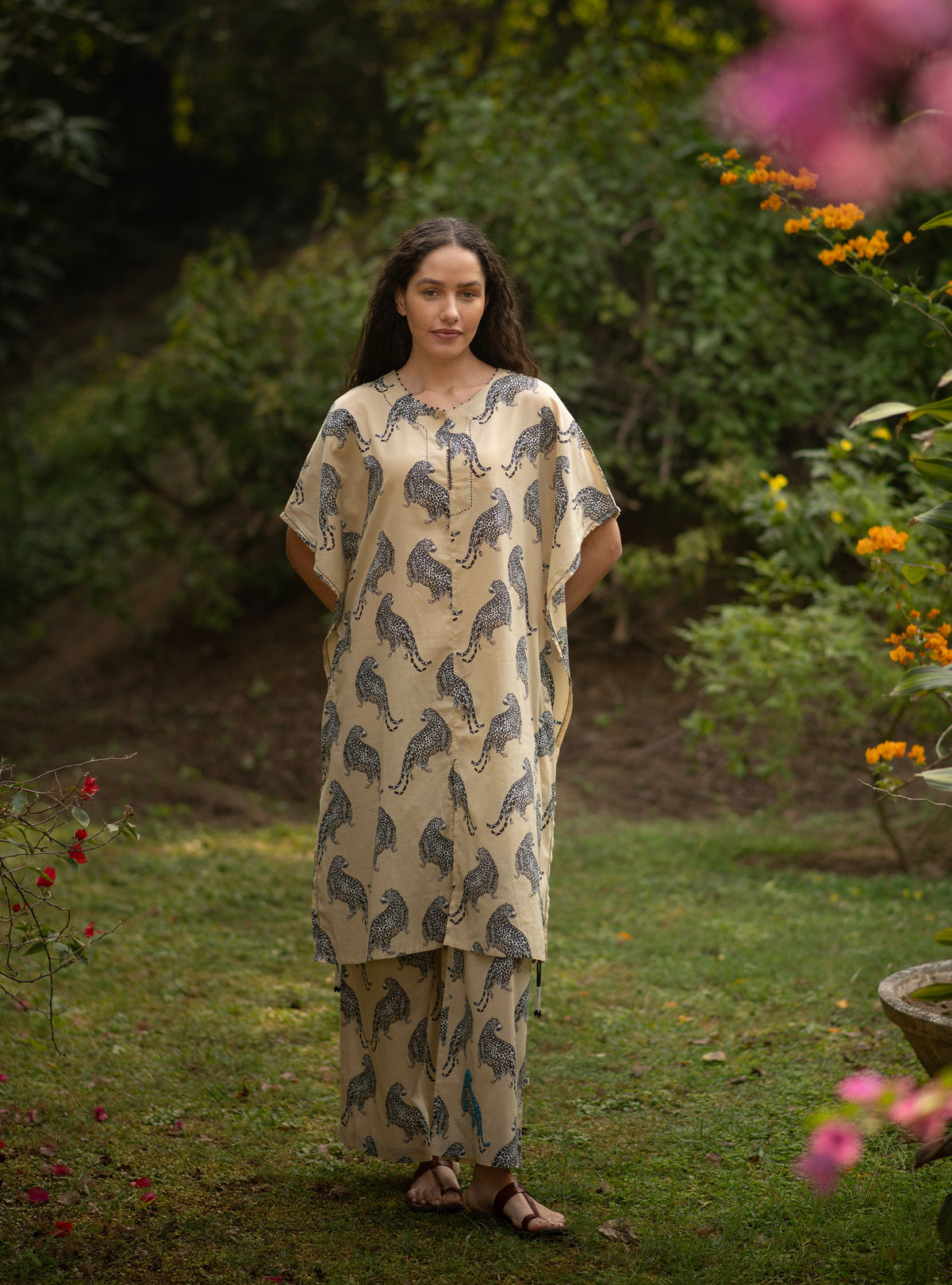 Ellie Pant : Leopard Beige Voile