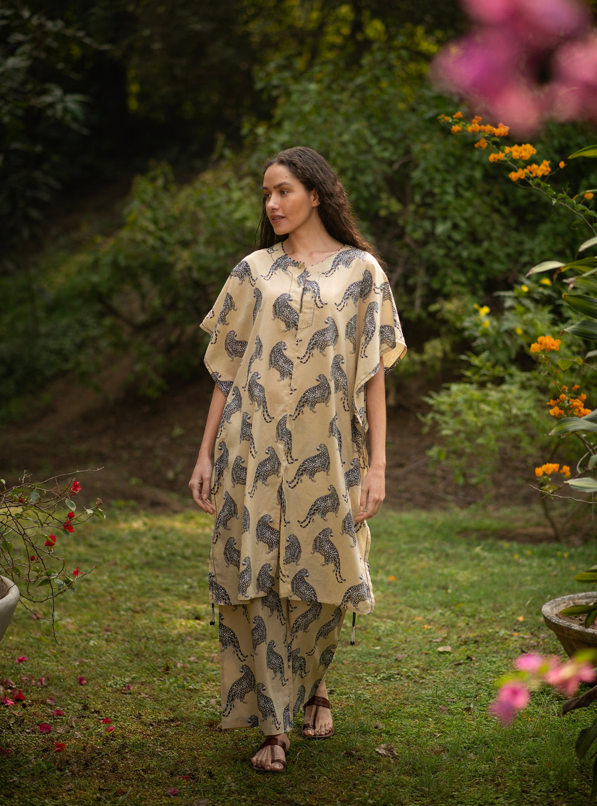 Ellie Pant : Leopard Beige Voile