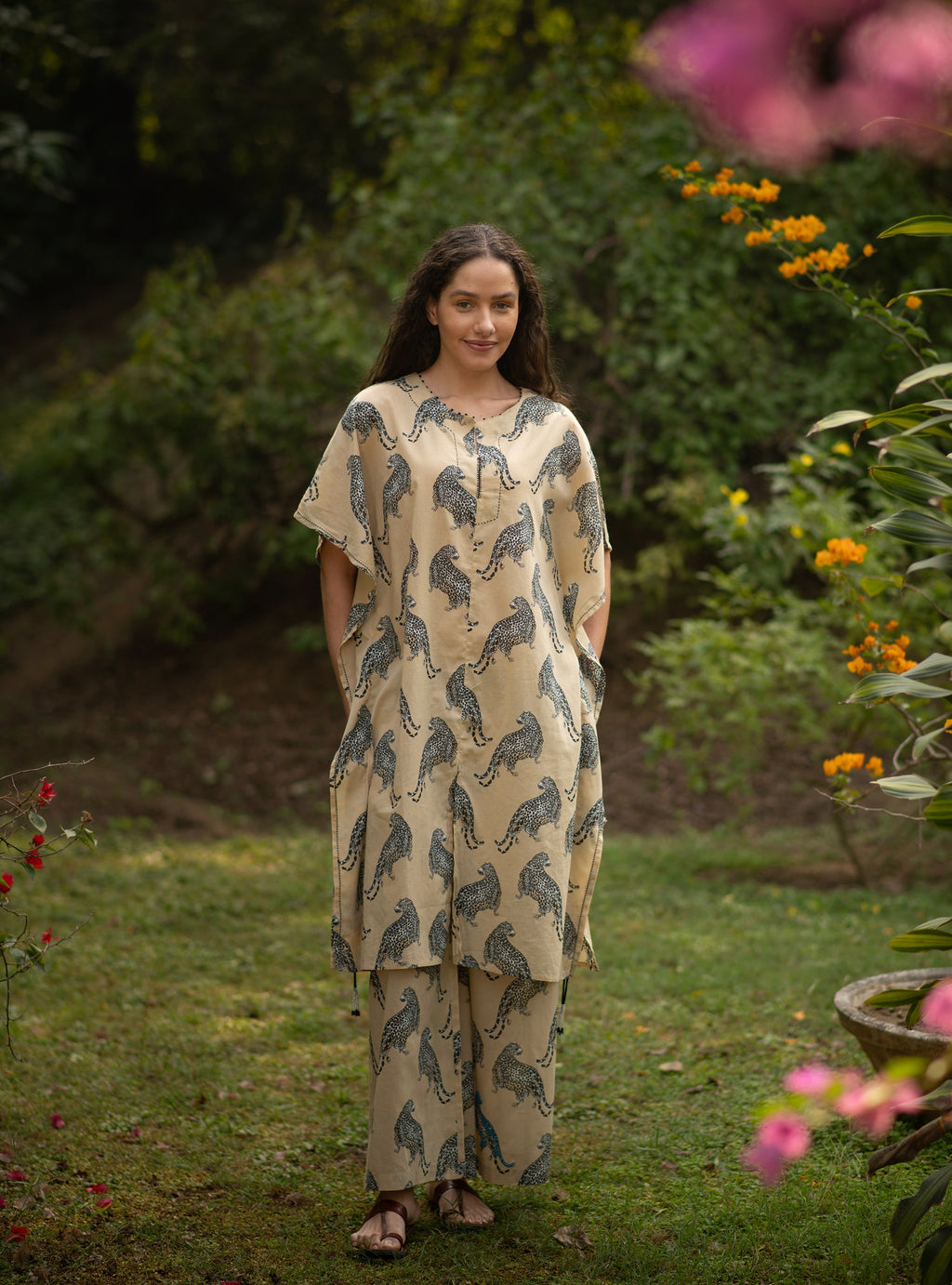 Ellie Pant : Leopard Beige Voile