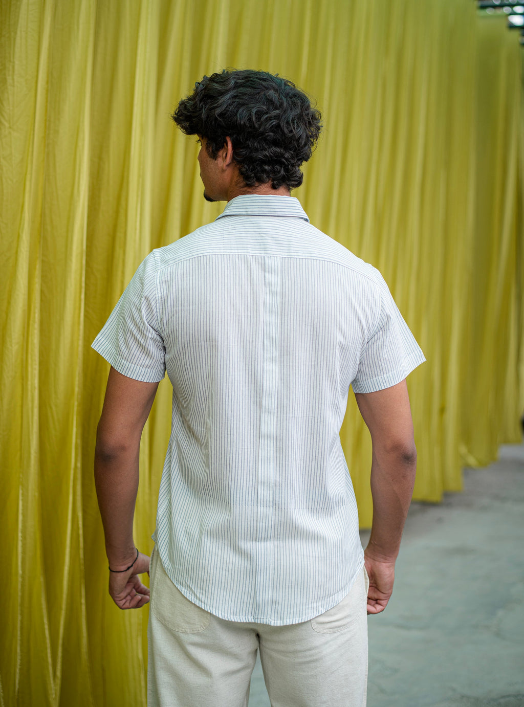 Hangout Shirt Half Sleeves : CM Stripes Blue Voile