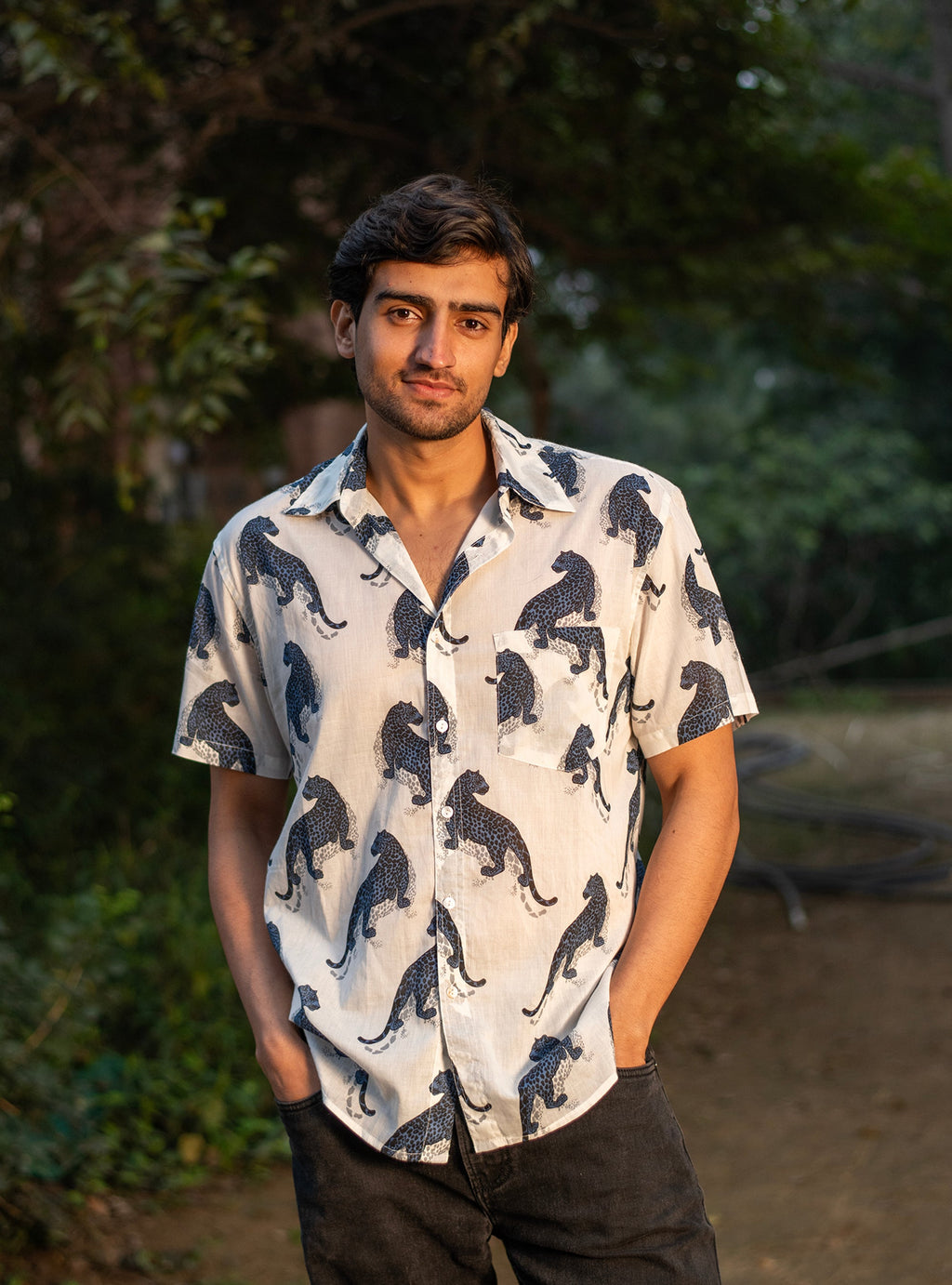 Xavier Shirt Half Sleeves : Leopard White