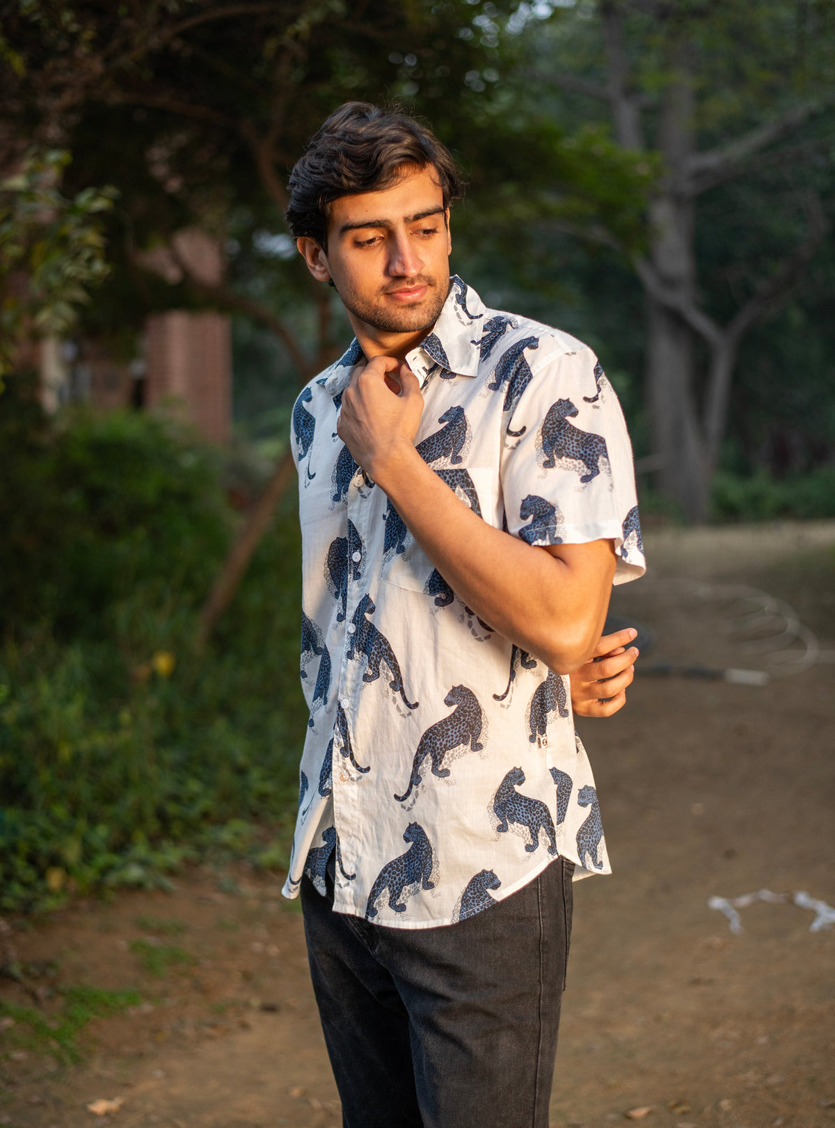 Xavier Shirt Half Sleeves : Leopard White