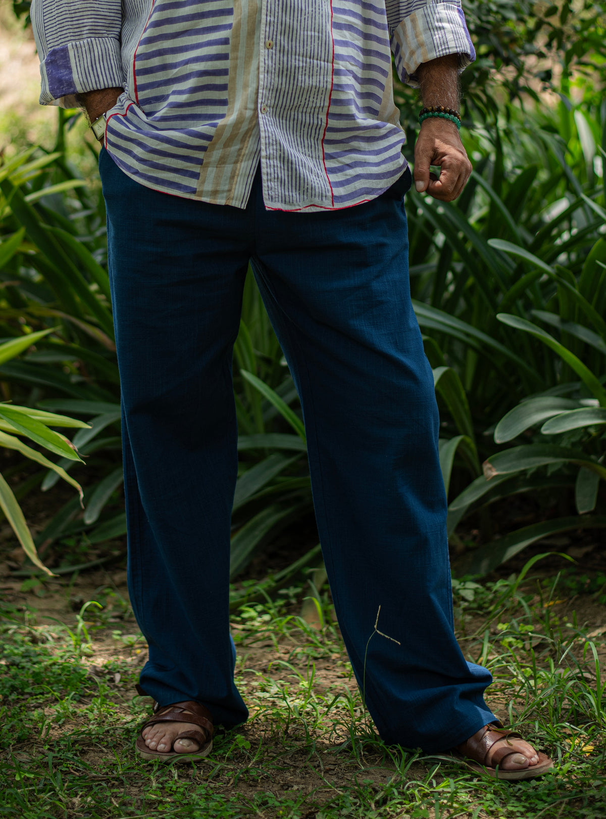 Mens House Pant : Solid Indigo Textured